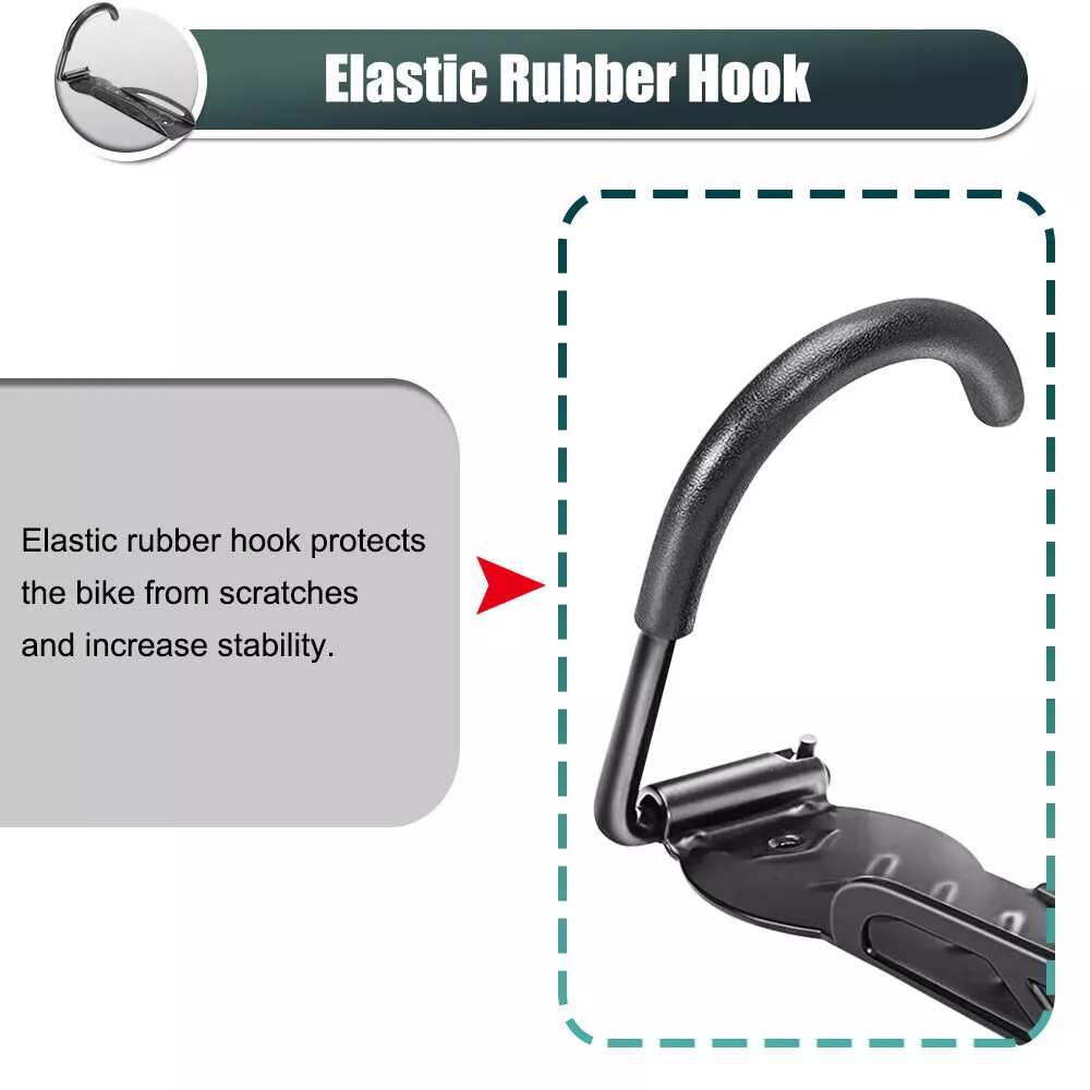 Bike Rack Garage, Bicycle Wall Mount with Screws, Heavy Duty Steel Vertical Hanging Bike Hook Holds up to 66lb for Indoor Storage