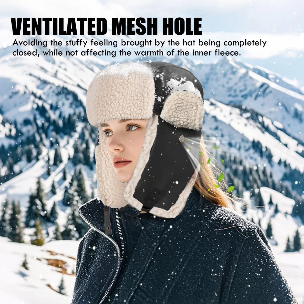Unisex Winter Trapper Hat w/Ear Flaps Outdoor Aviator Ushanka Windproof Ski Cap