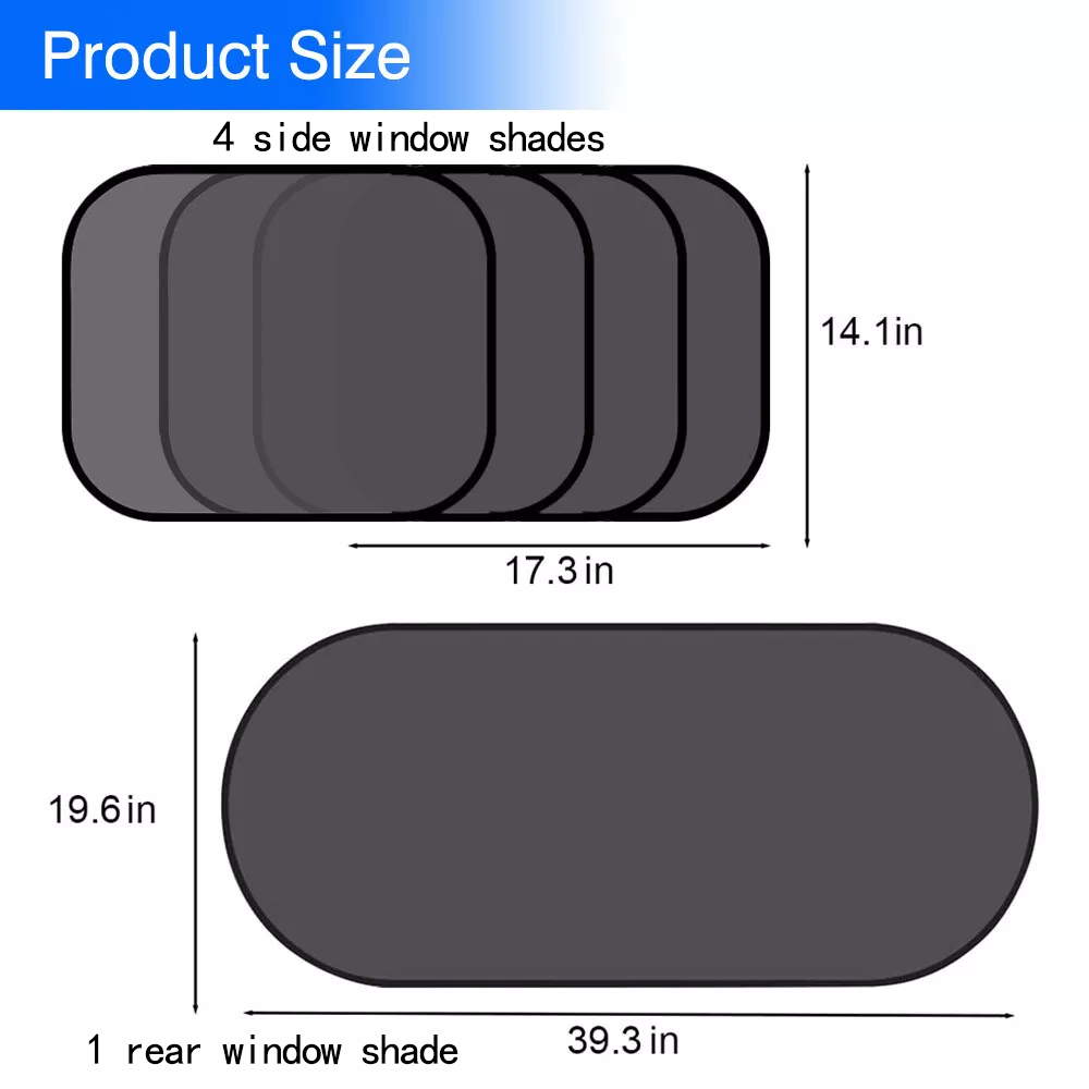 5PCS Car Window Shades Side Rear Sun Shade Mesh Cover UV Protection Glare Shield