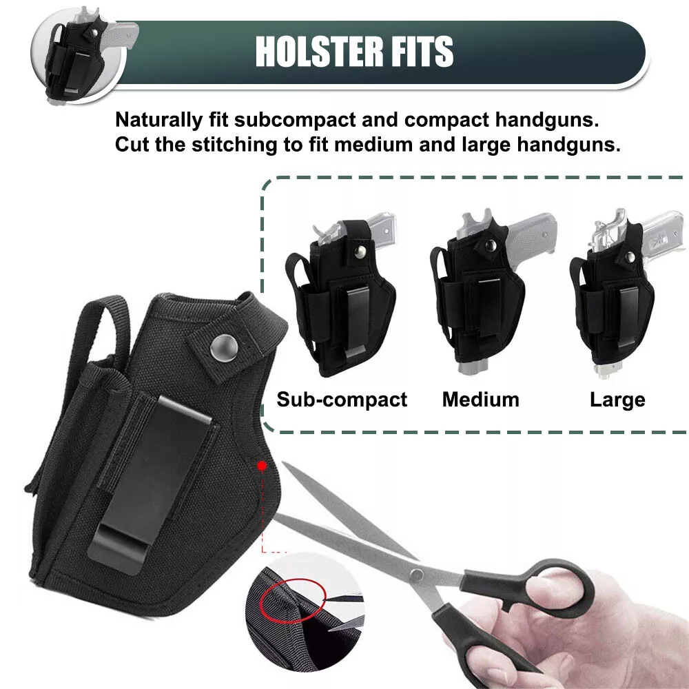 Gun Holster for Concealed Carry, Universal Waistband Holster with Mag Pouch, for Men Women Right/Left Hand Draw, Fits Glock 43x,19, 23,26,27,42, M&P Shield