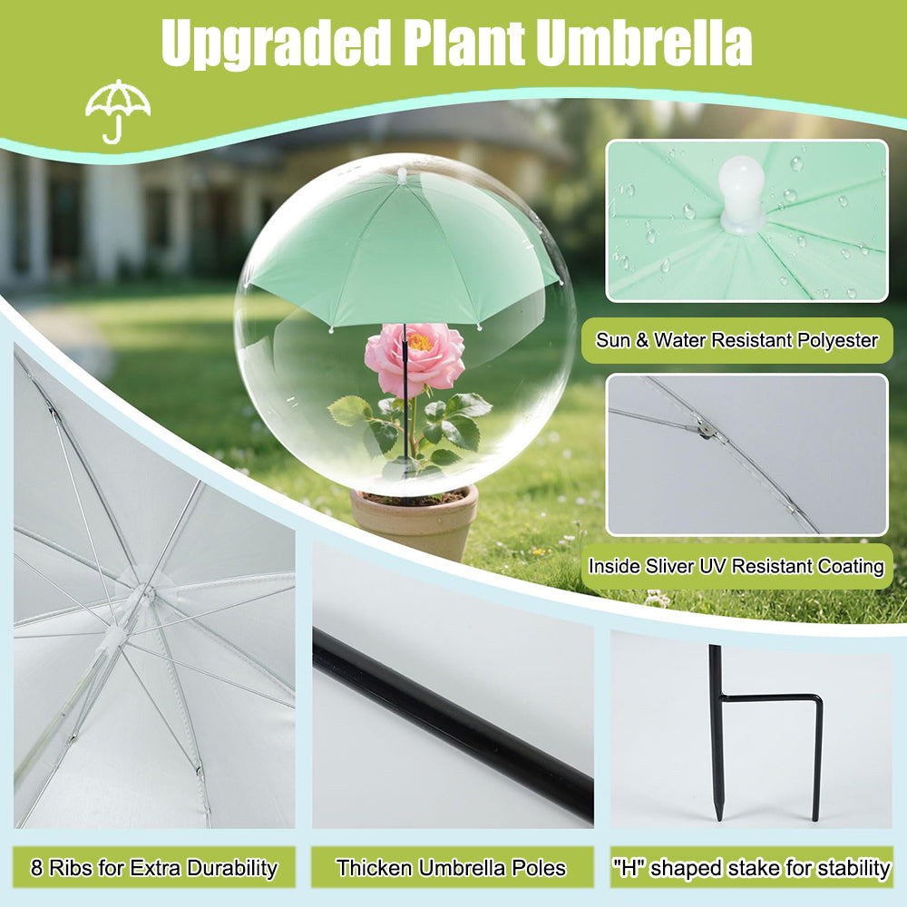 Set of 3 Plant Umbrellas for Outdoor Plants, Adjustable Plant Shade Umbrella Sun Protection for Garden
