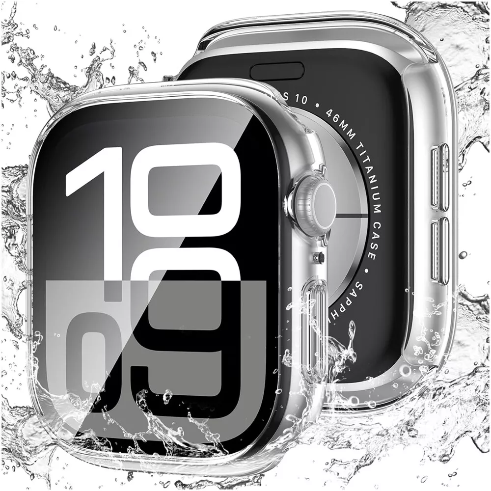 Waterproof Case for Apple Watch Series 10 42mm 46mm, Hard Anti-Scratch Protector with Screen Cover, 9H Tempered Glass, Touch Screen Responsive