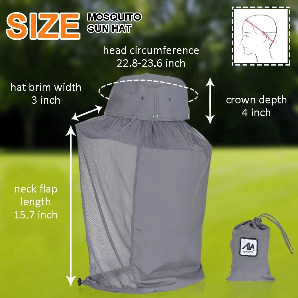 Mosquito Head Net Hat Sun Protection Bug Bucket Fishing Hiking Safari Men Women
