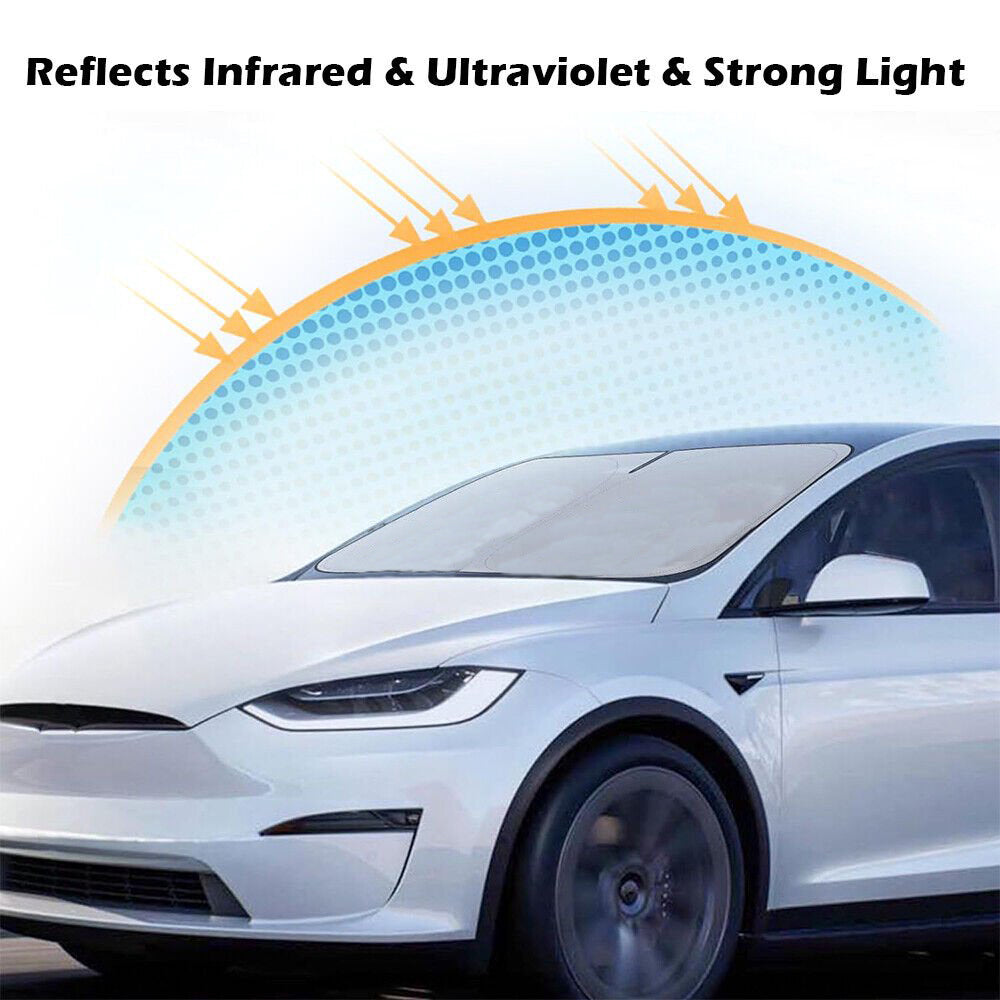 240T Foldable Car Sun Shade for Tesla Model Y / Model 3, UV Block, Heat Reduction