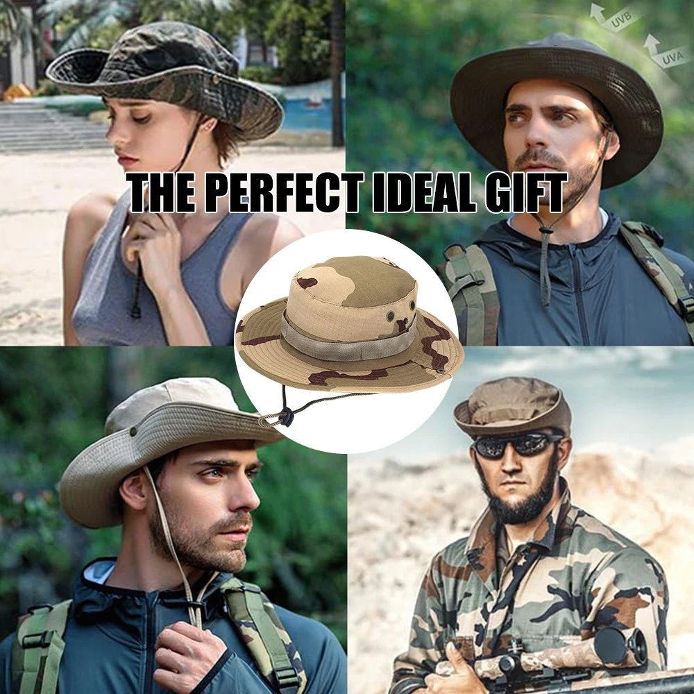 Bucket Boonie Hat Wide Brim UV Protection Sun Cap for Fishing Hiking
