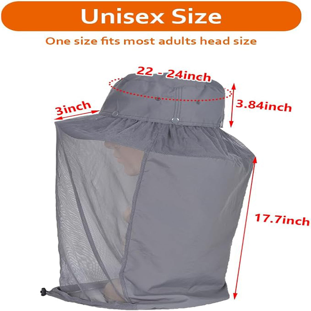 Mosquito Head Net Hat Sun Protection Bug Bucket Fishing Hiking Safari Men Women