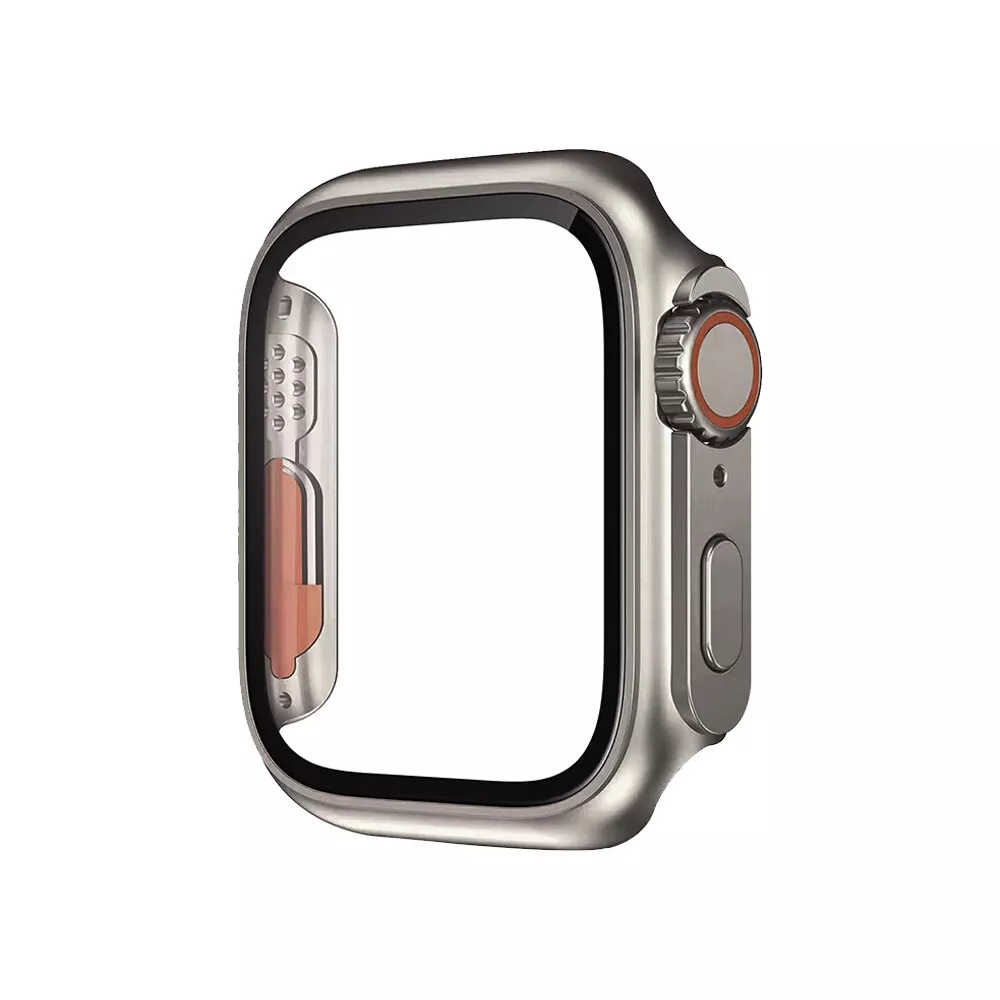 Ultra Look Cover Case with Screen Protector for Apple Watch Series 9/8/7 45mm, Series SE2/SE/6/5/4 44mm, Tempered Glass, Anti Scratch