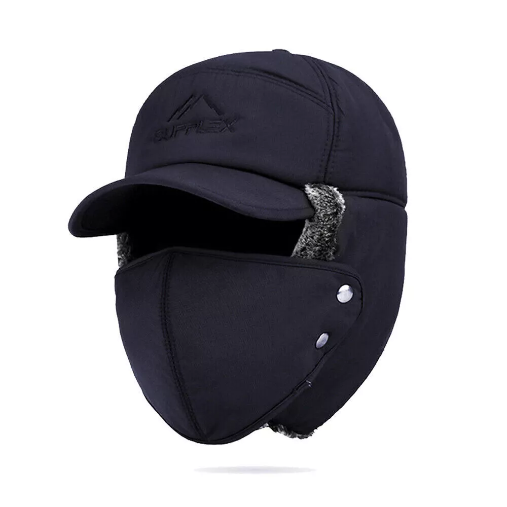 Winter Fur Ear Flap Trapper Hat Full Face Mask Aviator Thermal Warm Snow Ski Cap