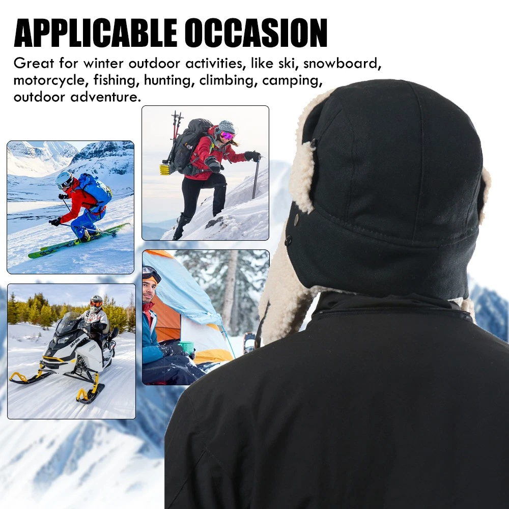 Unisex Winter Trapper Hat w/Ear Flaps Outdoor Aviator Ushanka Windproof Ski Cap