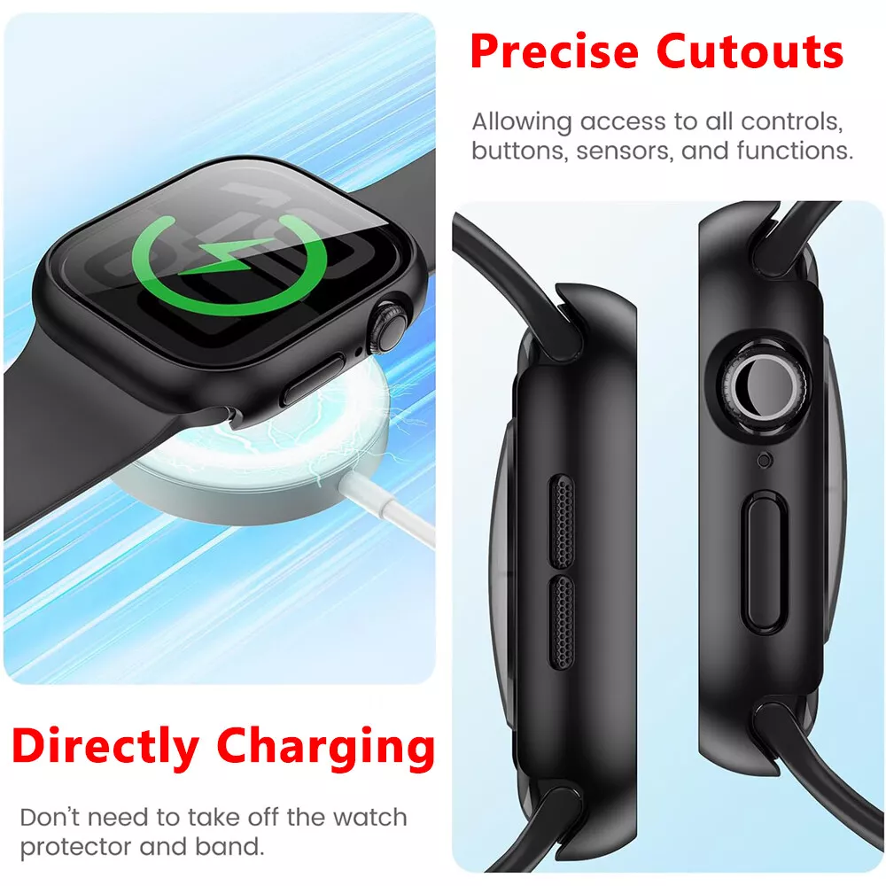 Waterproof Case for Apple Watch Series 10 42mm 46mm, Hard Anti-Scratch Protector with Screen Cover, 9H Tempered Glass, Touch Screen Responsive