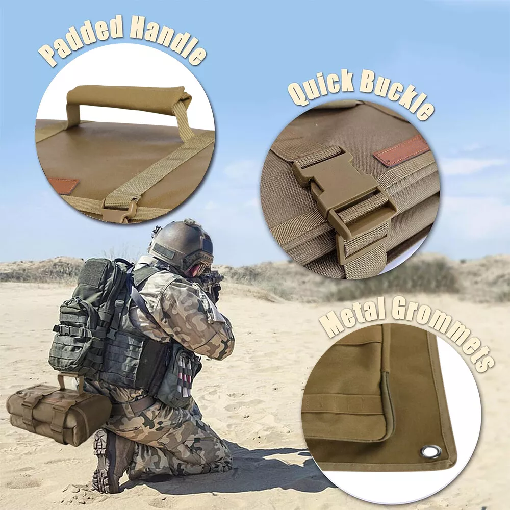 1000D Waterproof Shooting Mat, Prone Padded Tactical Roll-Up Hunting Pad with Pockets, Bipod Holder, Molles