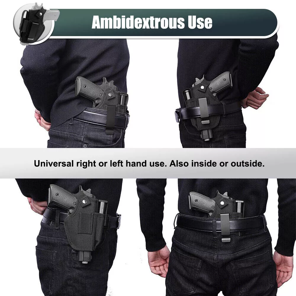 Gun Holster for Concealed Carry, Universal Waistband Holster with Mag Pouch, for Men Women Right/Left Hand Draw, Fits Glock 43x,19, 23,26,27,42, M&P Shield