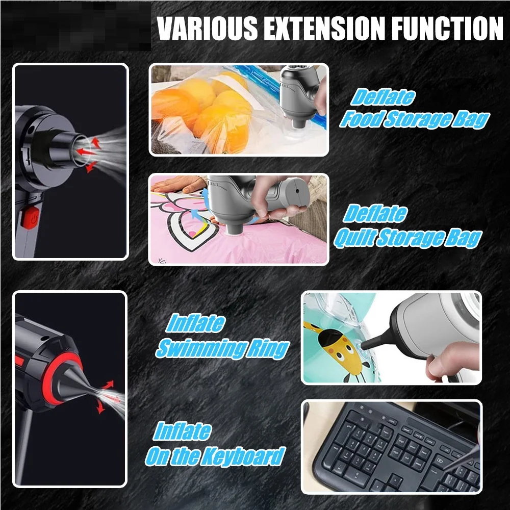 9000Pa Wireless Vacuum, 3-in-1 Handheld Mini Cleaner & Blower for Car, Home, Office