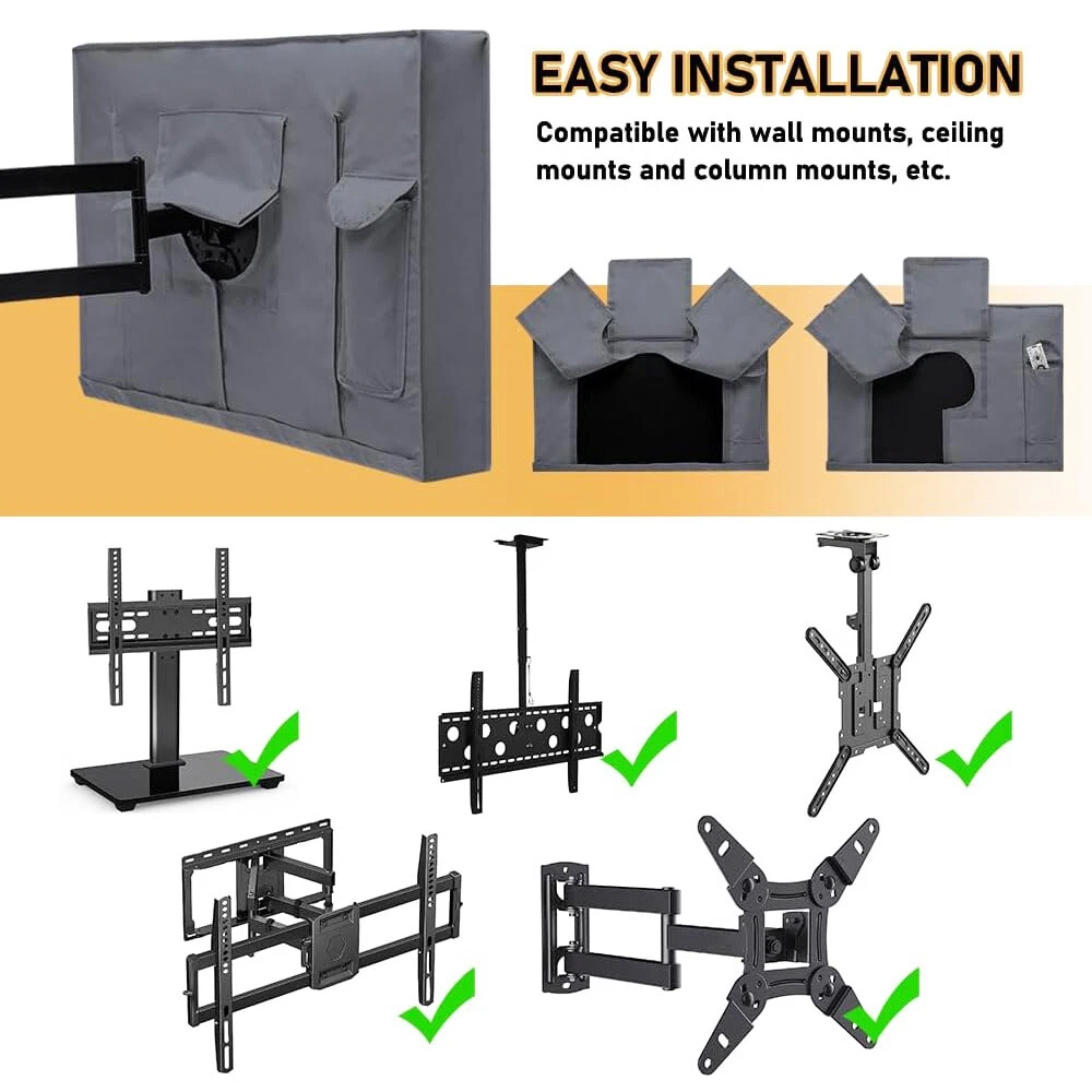 600D Outdoor TV Cover for Flat Screens, Heavy Duty Weatherproof Television Protector