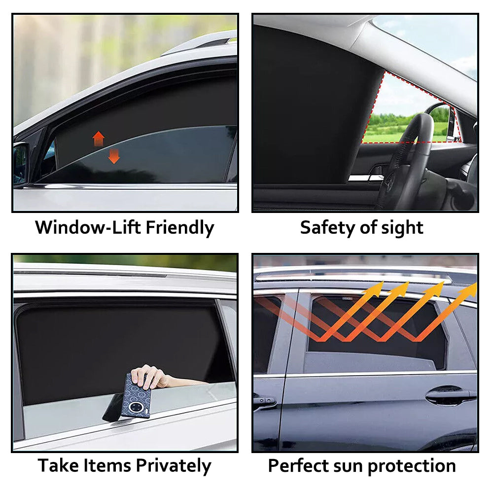 4PCS Magnetic Car Window Shade Front Rear Side Sunshade UV Heat Block Curtain