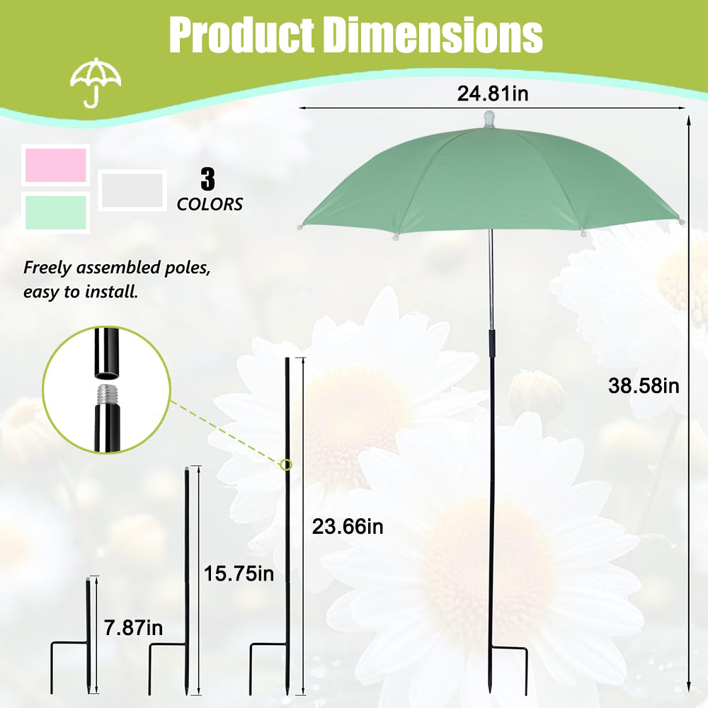 Set of 3 Plant Umbrellas for Outdoor Plants, Adjustable Plant Shade Umbrella Sun Protection for Garden