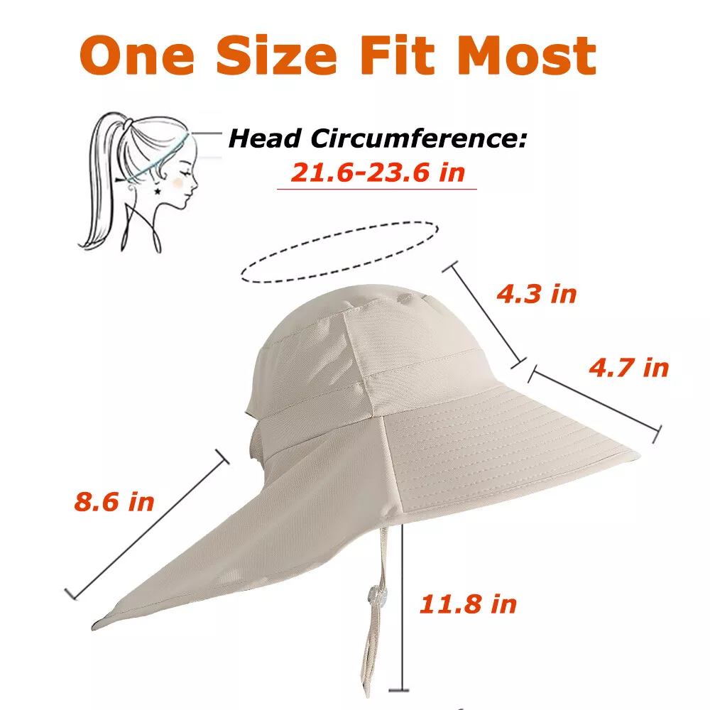 Women Sun Hat Summer Wide Brim Neck Flap Ponytail Hole UV Protection