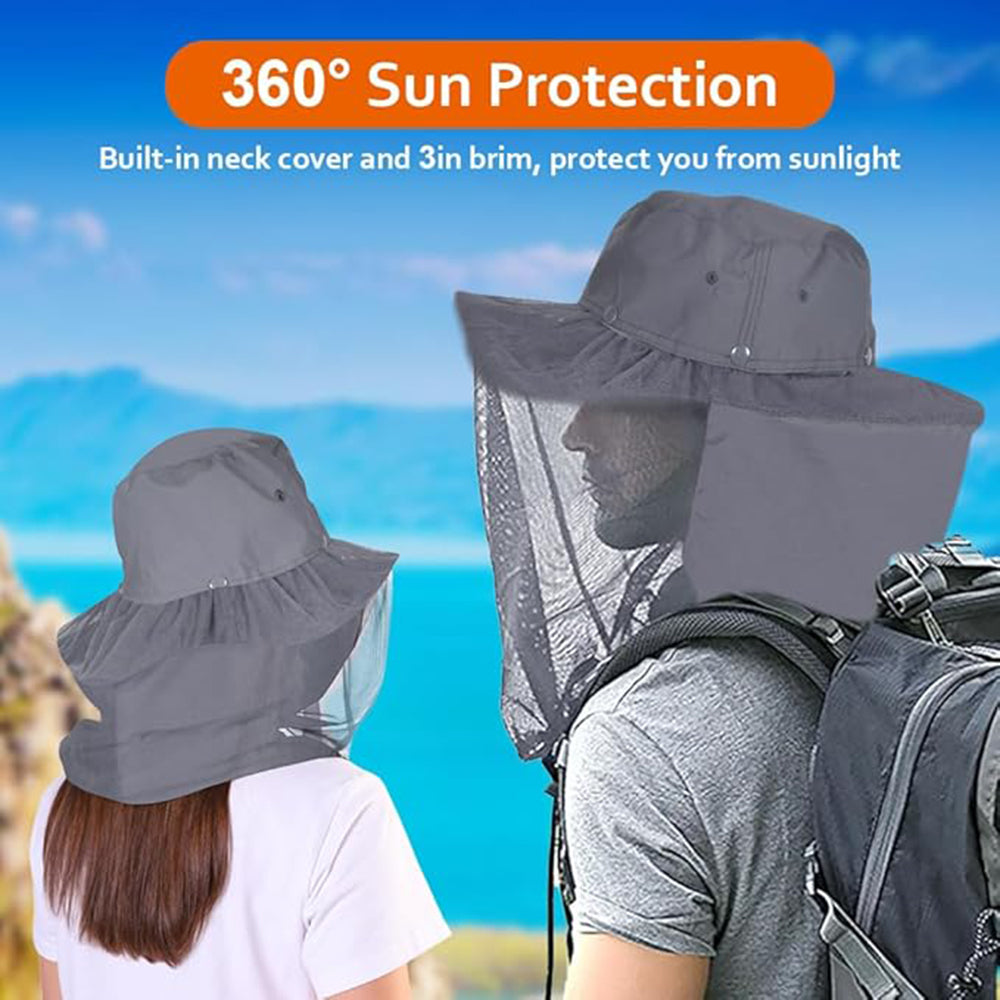 Mosquito Head Net Hat Sun Protection Bug Bucket Fishing Hiking Safari Men Women