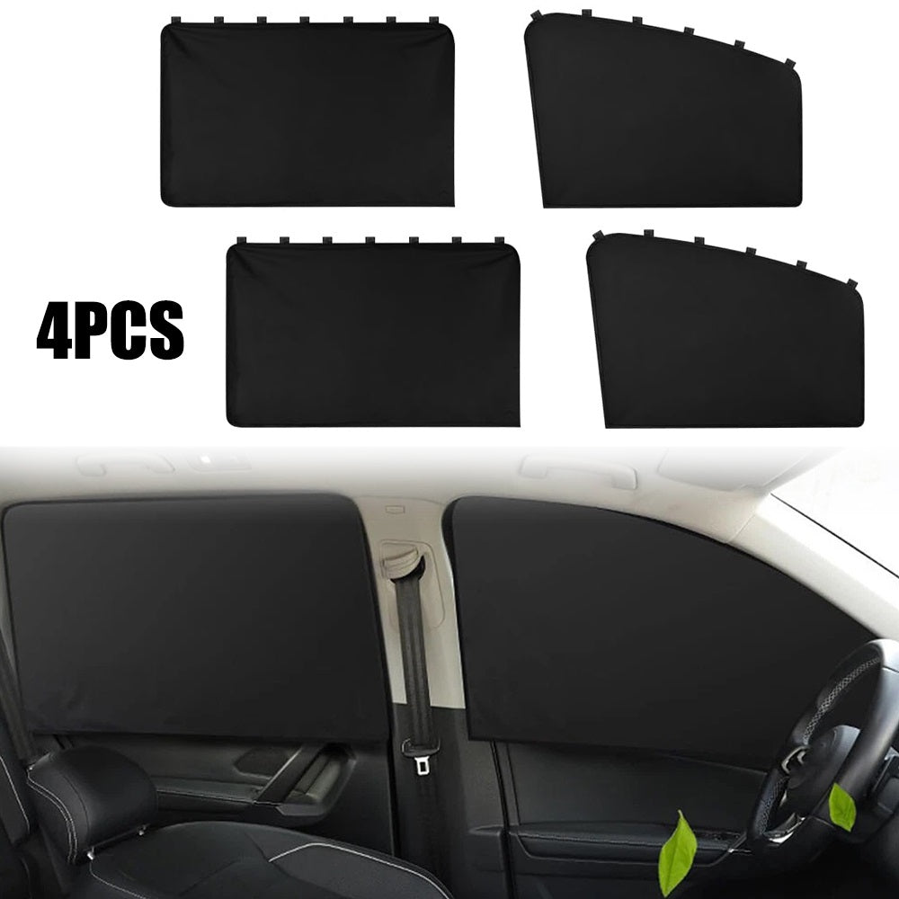 4PCS Magnetic Car Window Shade Front Rear Side Sunshade UV Heat Block Curtain