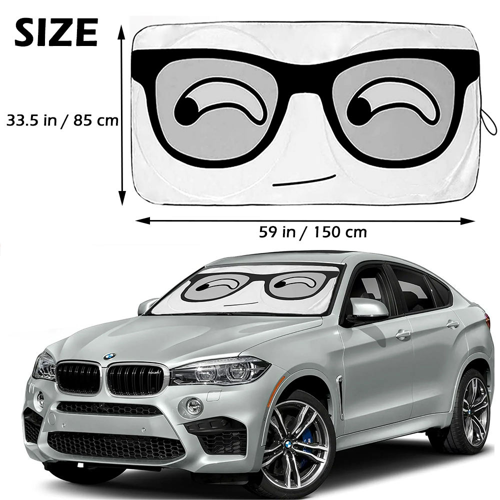 Foldable Car Sun Shade with Cute Printing, Windshield Sunshade, UV Ray & Heat Reduction