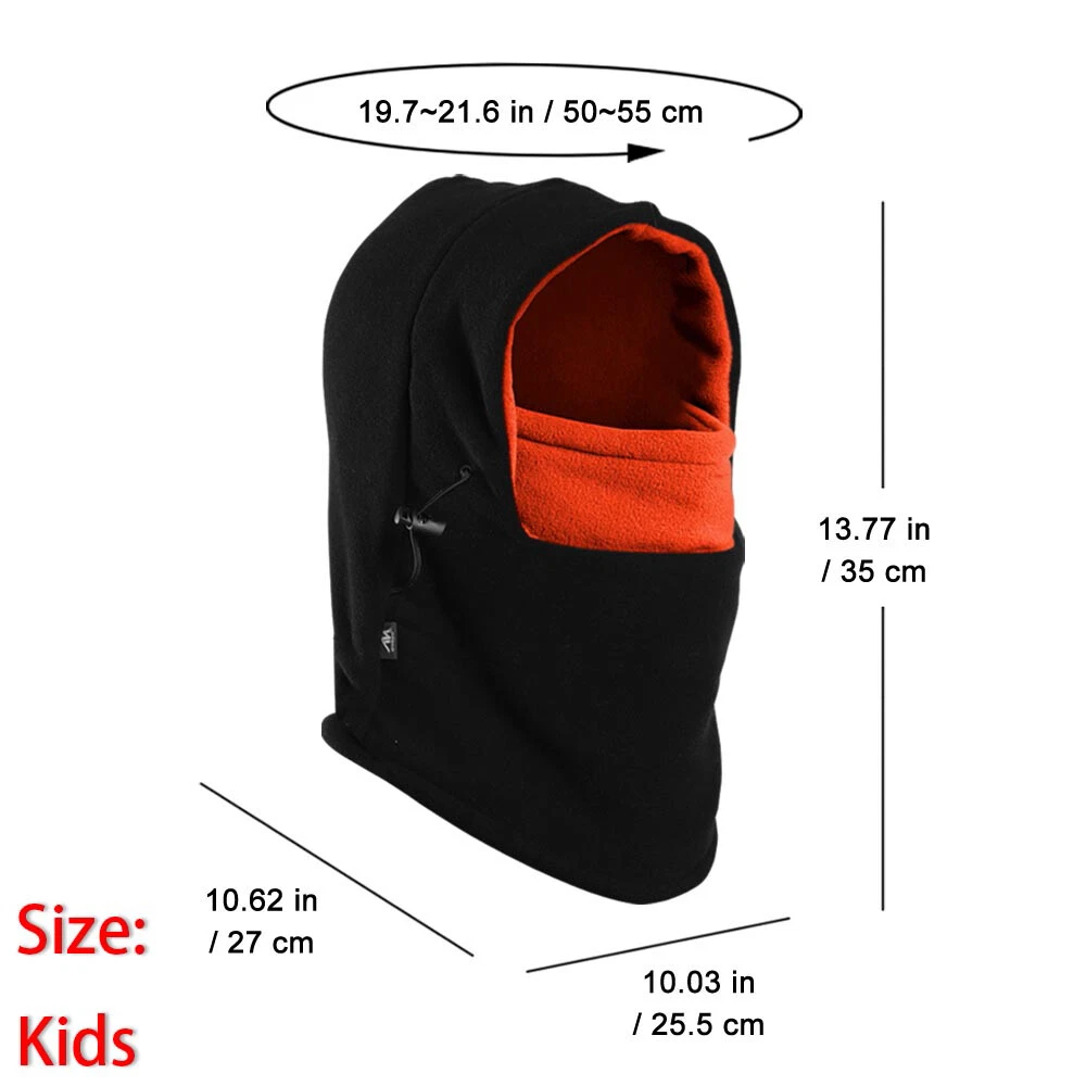 Fleece Balaclava Windproof Ski Face Mask Kids Thermal Dual-Layer Hat Child