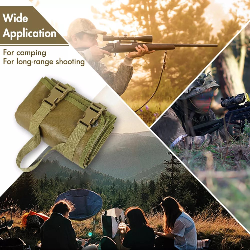 1000D Waterproof Shooting Mat, Non-Slip Tactical Roll-Up Hunting Blanket with Bipod Holder & Molle Webbings (Non-Padded)