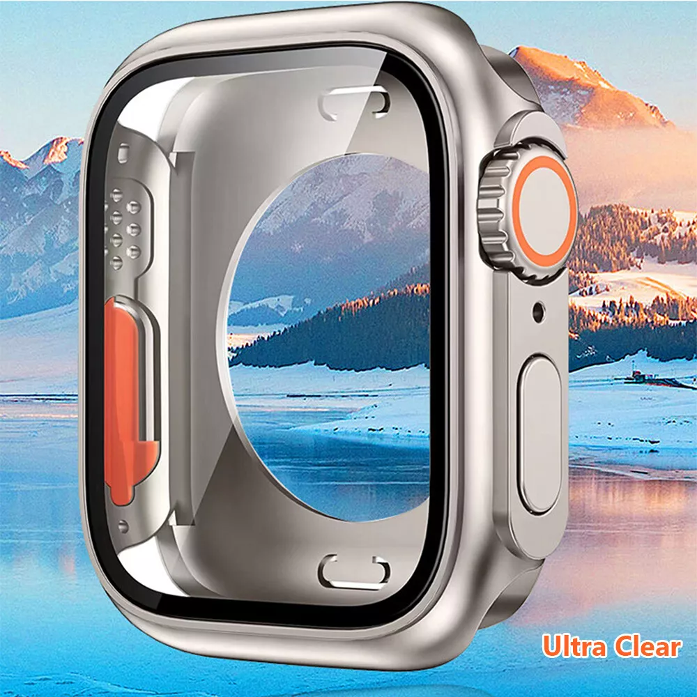 Ultra Look Full Cover Case with Screen Protector for Apple Watch Series 9/8/7 45mm, Series SE2/SE/6/5/4 44mm, Tempered Glass, Perfect Protection Anti Scratch