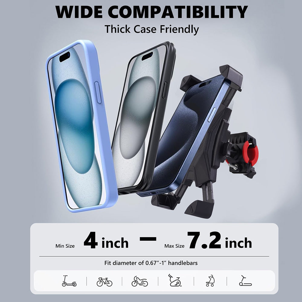 360° Rotation Motorcycle Phone Holder Bike Handlebar Mount Scooter Anti-Shake