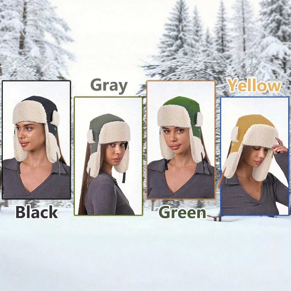 Unisex Winter Trapper Hat w/Ear Flaps Outdoor Aviator Ushanka Windproof Ski Cap