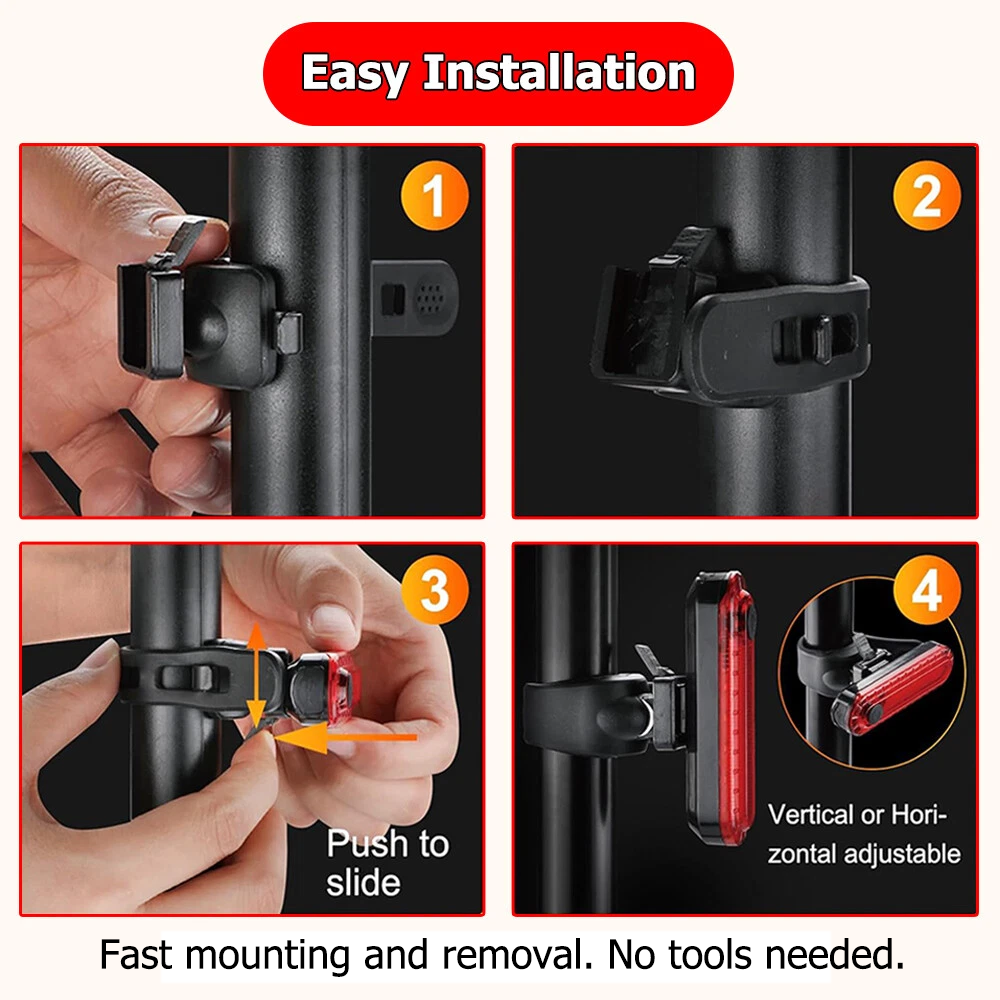 Rechargeable Bike Tail Light, Super Bright LED Bicycle Rear Safety Lights for Night Riding