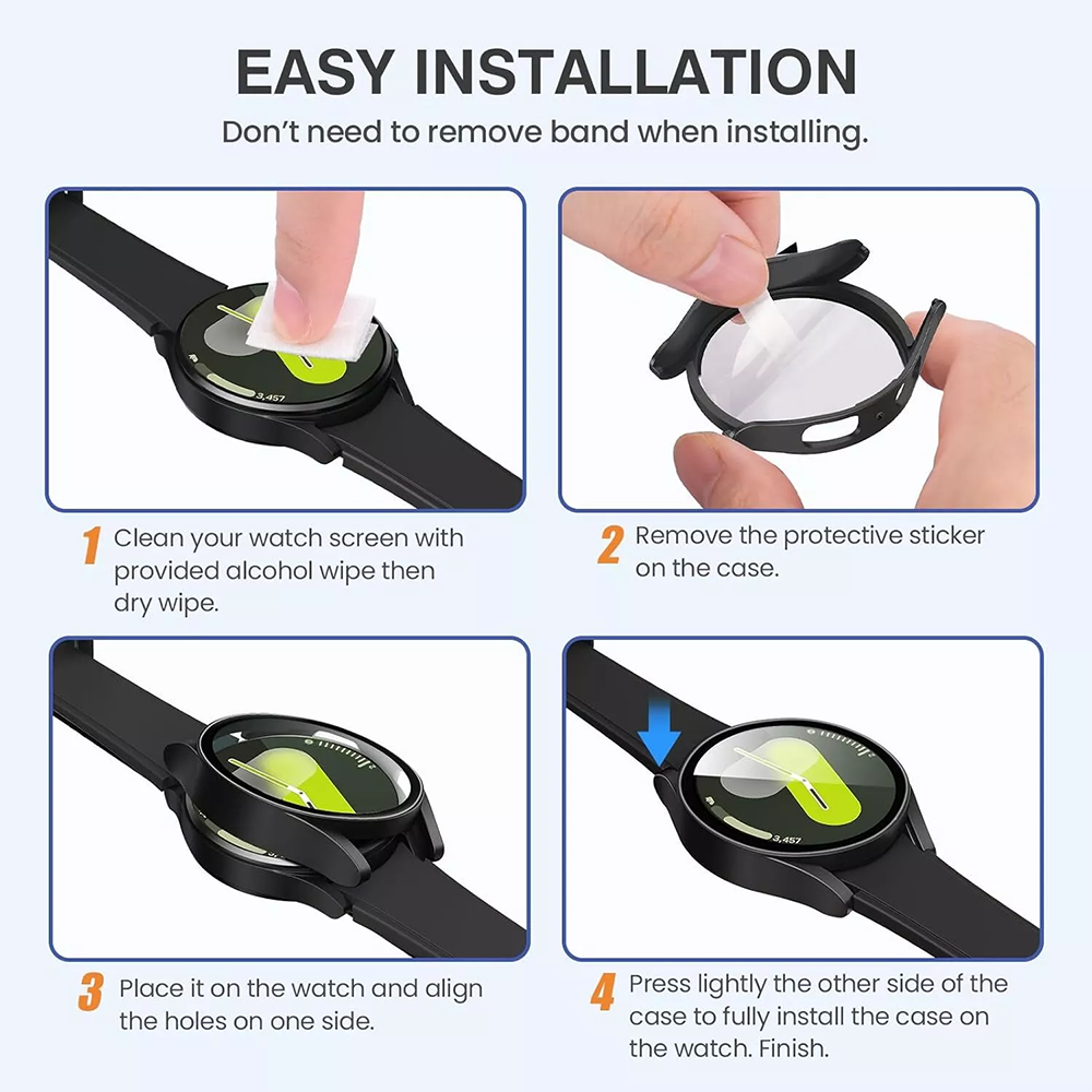 Screen Protector Case for Samsung Galaxy Watch 7 40/44mm, Tempered Glass, Full Protection Anti Scratch, Matte Finish