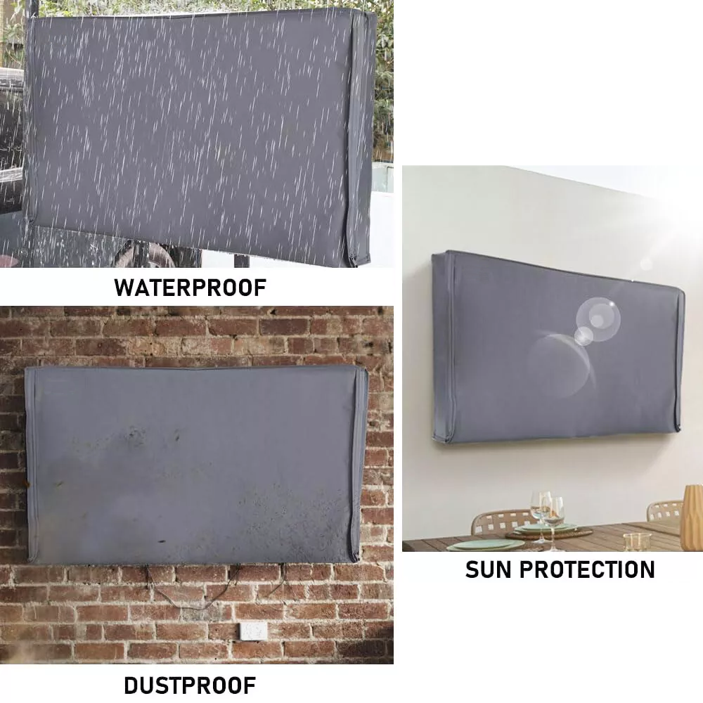 600D Outdoor TV Cover for Flat Screens, Heavy Duty Weatherproof Television Protector