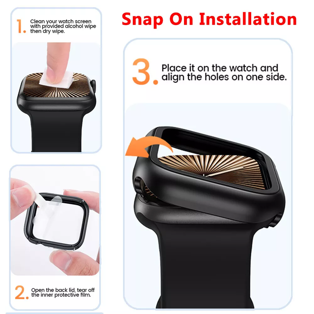 Waterproof Case for Apple Watch Series 10 42mm 46mm, Hard Anti-Scratch Protector with Screen Cover, 9H Tempered Glass, Touch Screen Responsive