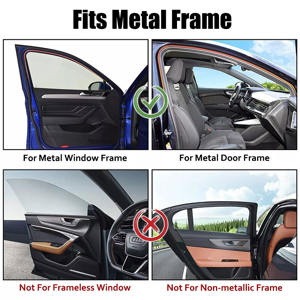 4PCS Magnetic Car Window Shade Front Rear Side Sunshade UV Heat Block Curtain