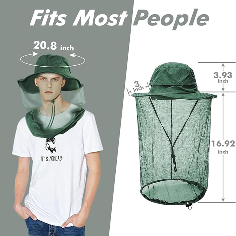 Mosquito Bug Fly Bee Insect Head Face Net Hat Sun Protection Fishing Hiking Cap