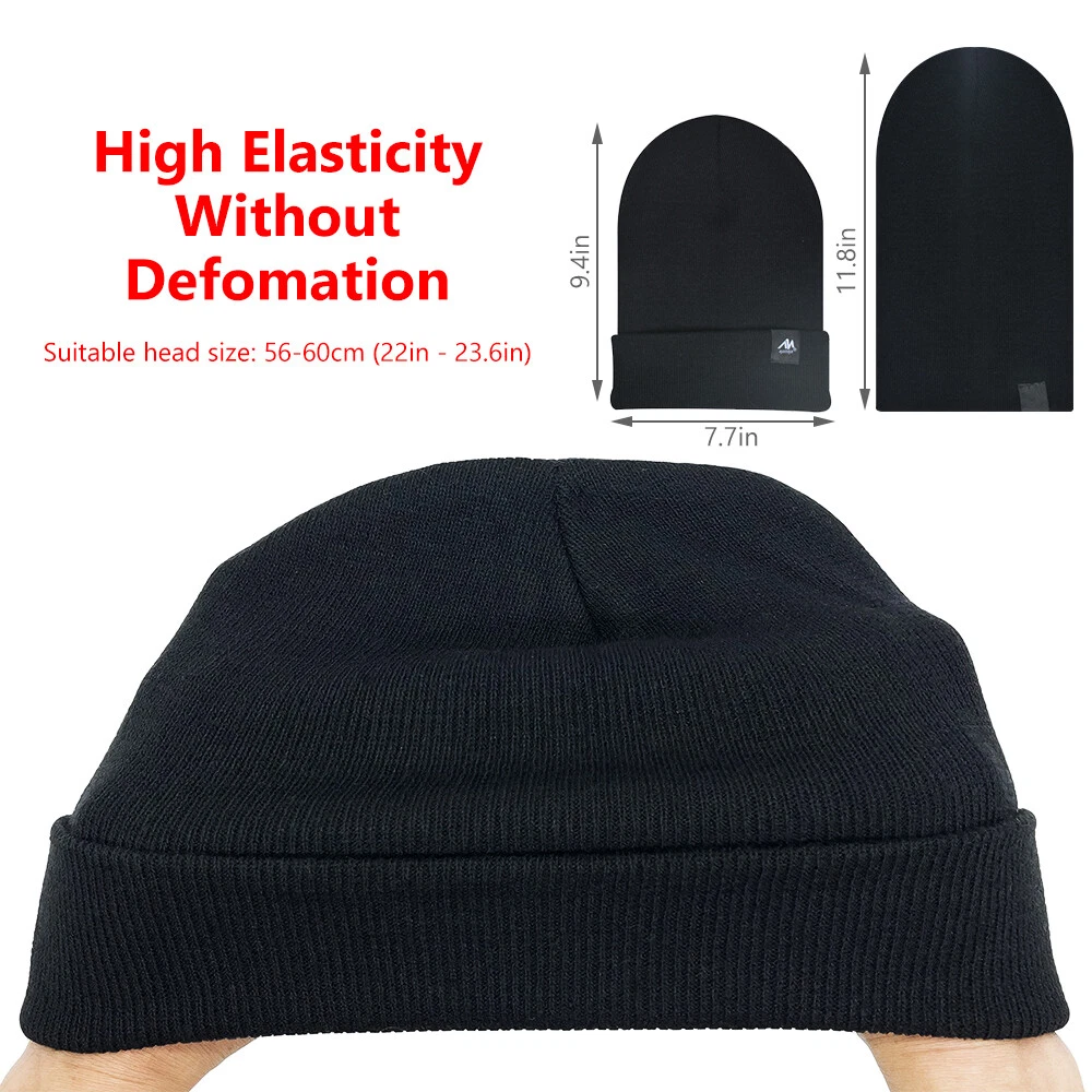 Unisex Beanie Hat Cuff Slouchy Men Women Long Warm Soft Knit Cap Winter Solid