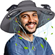 Wide Brim Solar Fan Hat Men Fishing Outdoor Bucket Rechargeable Sun Hat With Fan