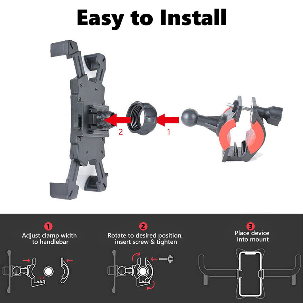 360° Rotation Motorcycle Phone Holder Bike Handlebar Mount Scooter Anti-Shake
