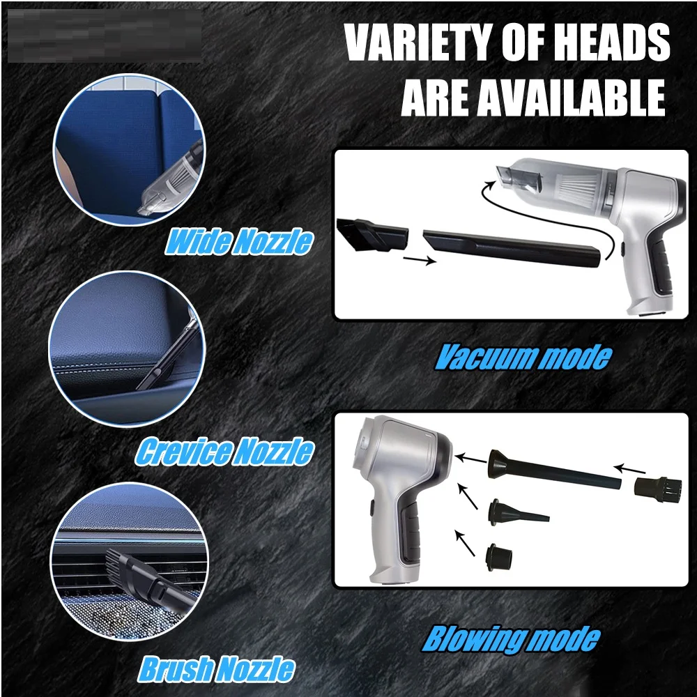 9000Pa Wireless Vacuum, 3-in-1 Handheld Mini Cleaner & Blower for Car, Home, Office