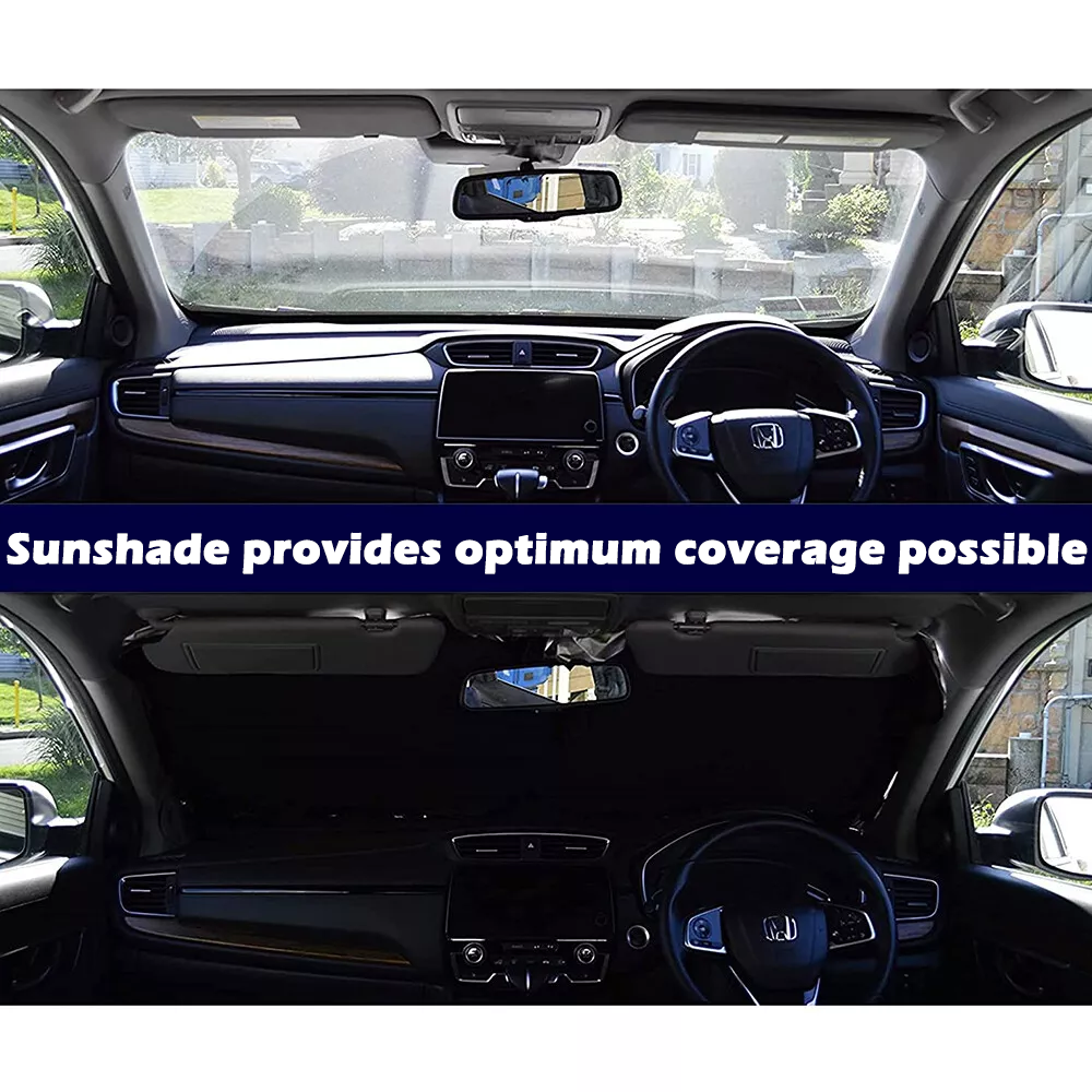 Foldable Car Sun Shade with Flag Printing, Windshield Sunshade, UV Ray & Heat Reduction