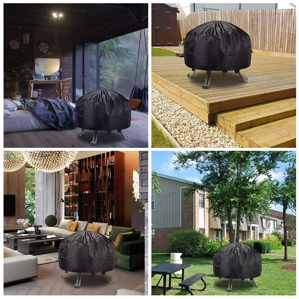 Fire Pit Cover, 30 Inch Heavy Duty Oxford Fabric Round Firepit Cover, Full Coverage Patio Outdoor Fireplace Cover, Waterproof Fire Bowl Cover