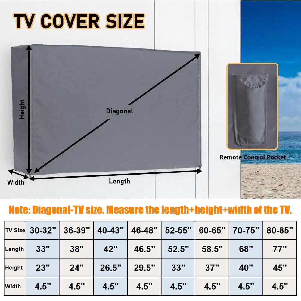 600D Outdoor TV Cover for Flat Screens, Heavy Duty Weatherproof Television Protector