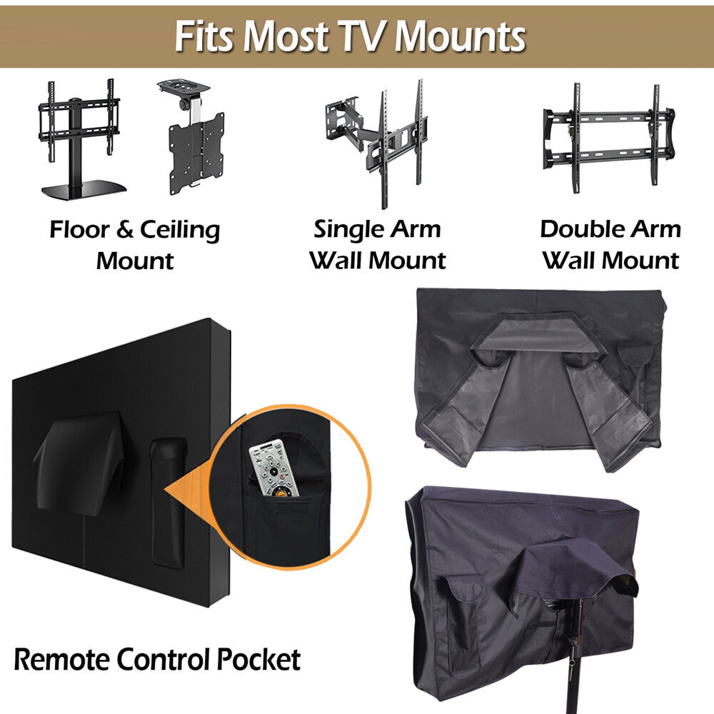 Heavy Duty Outdoor TV Cover 30"-65" Waterproof Weatherproof Television Protector