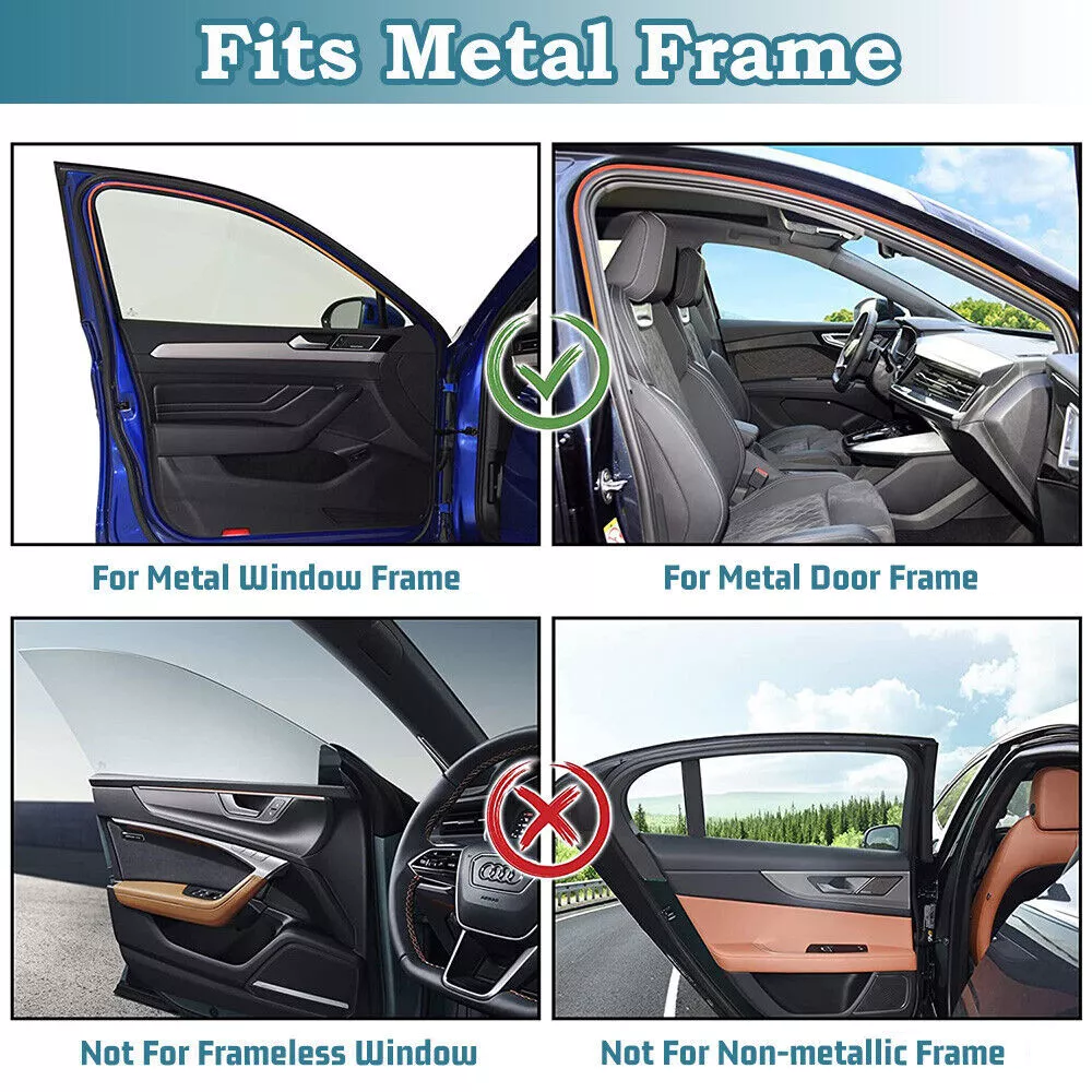 4PCS Magnetic Car Sun Shades for Metal Frame Side Windows, Privacy Curtain, UV Ray & Heat Reduction
