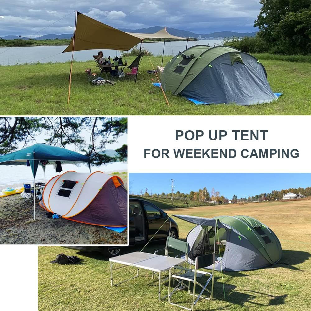 Instant Pop-Up Camping Tent with Vestibule, Spacious for 4-6 People, Waterproof, Double-Layer Design, Easy Setup & Ventilated for Comfortable Outdoor Adventures