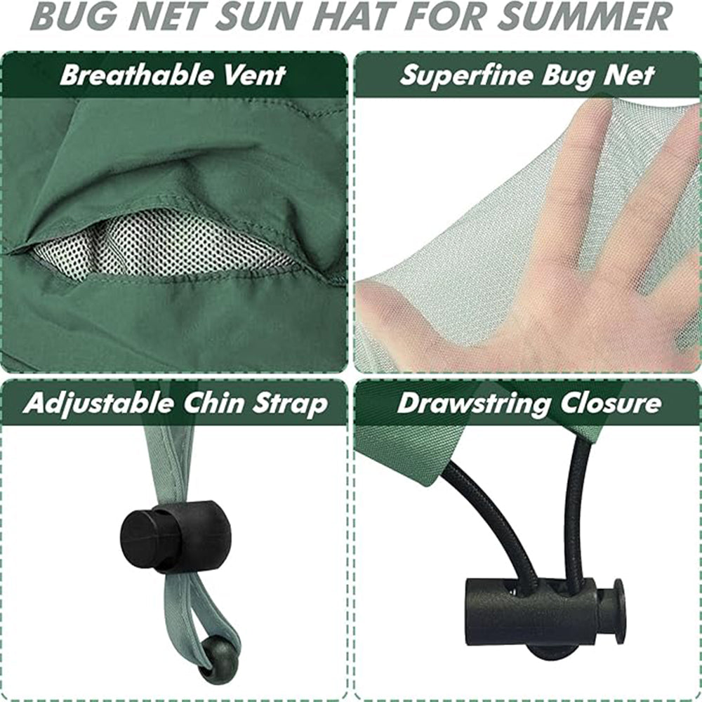 Mosquito Bug Fly Bee Insect Head Face Net Hat Sun Protection Fishing Hiking Cap