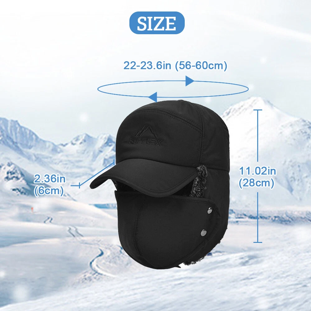 Winter Fur Ear Flap Trapper Hat Full Face Mask Aviator Thermal Warm Snow Ski Cap