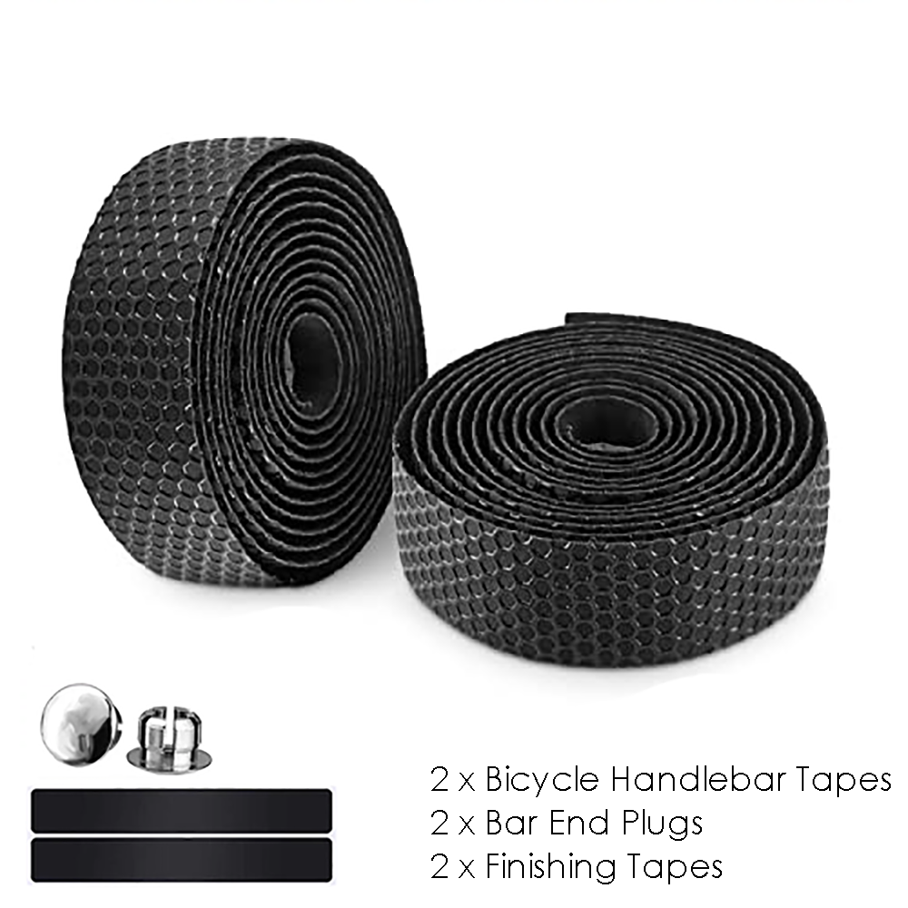 Bike Handlebar Tape, Set of 2 Durable Black Grip Tapes, Shock-Absorbing & Moisture-Wicking, Wrap Your Bicycle for an Awesome Comfortable Ride