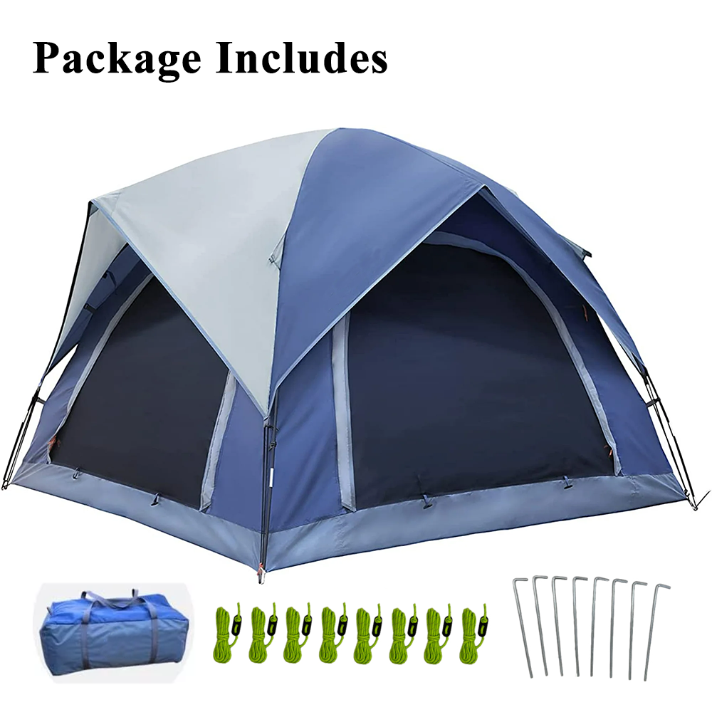 3-4 Person Tents for Camping, Outdoor Waterproof Dome Family Tent with Removable Rainfly, 2 Doors & Large Mesh Windows, Easy Setup