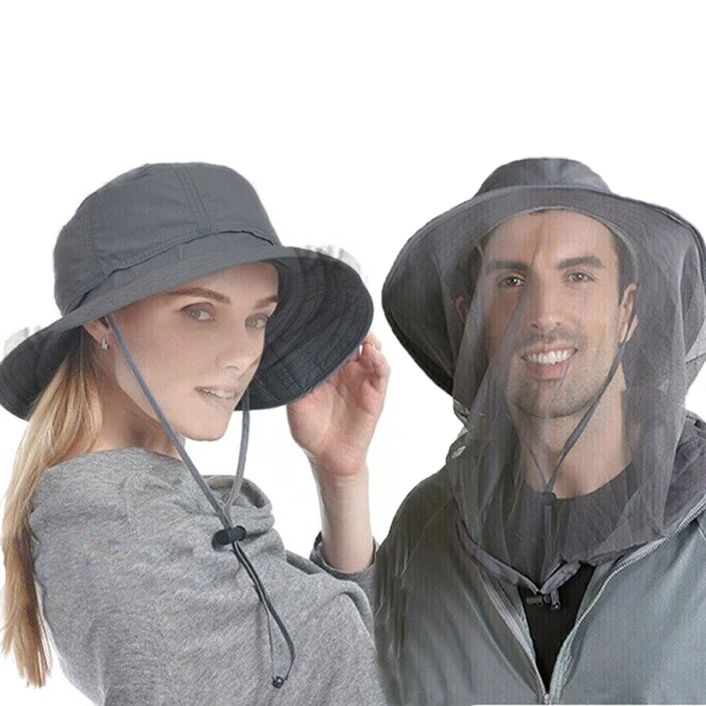 Mosquito Bug Fly Bee Insect Head Face Net Hat Sun Protection Fishing Hiking Cap
